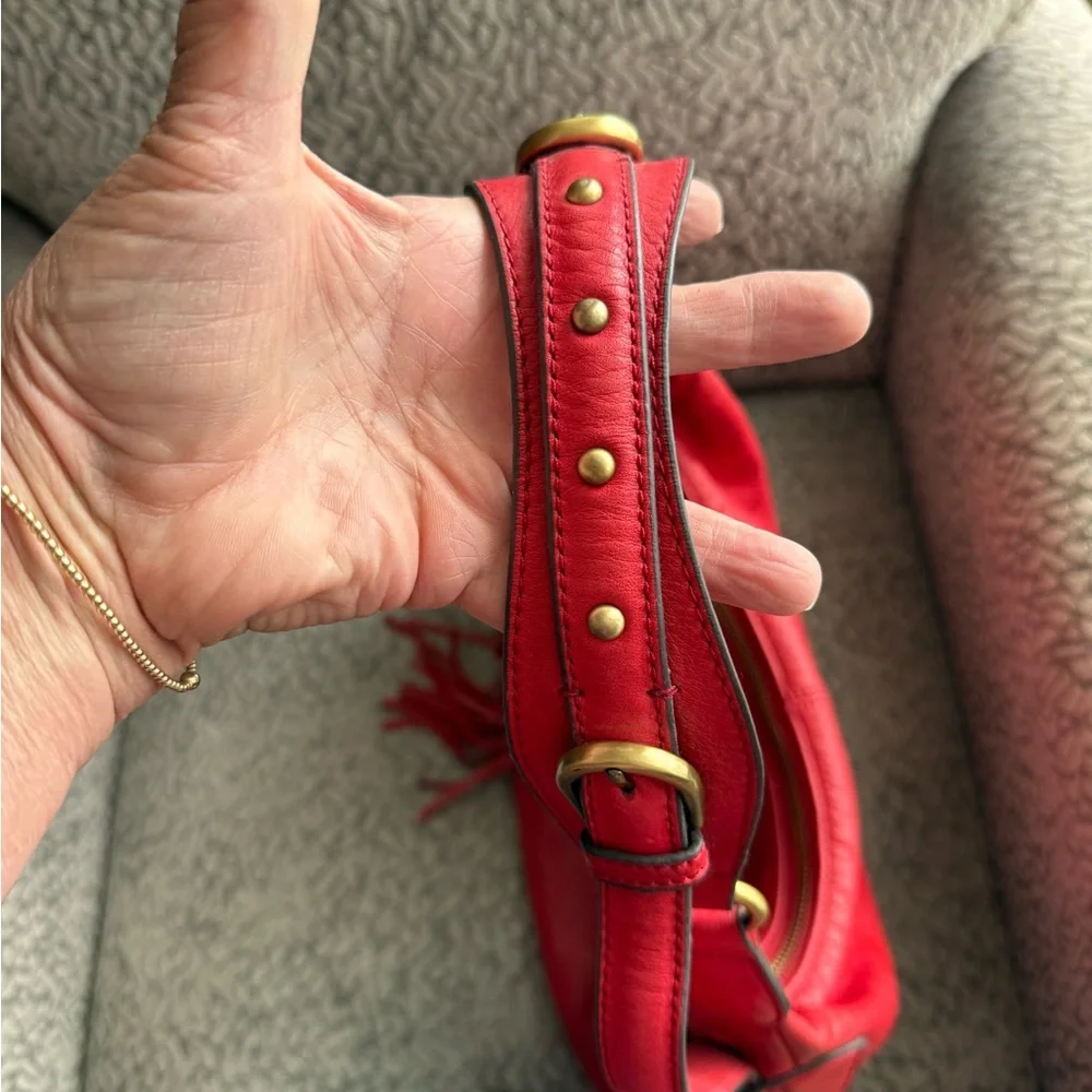 Lucky Brand Y2K Vintage Red Leather Slouchy Hobo Bag